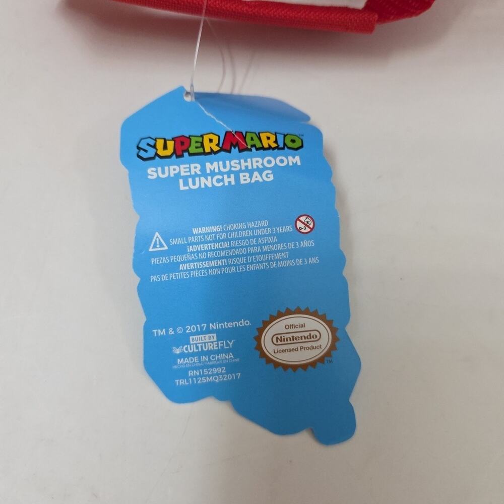 Super Mario Red Mushroom Toad Lunch Bag Insulated Zip Official Nintendo Bag New - Picture 4 of 9